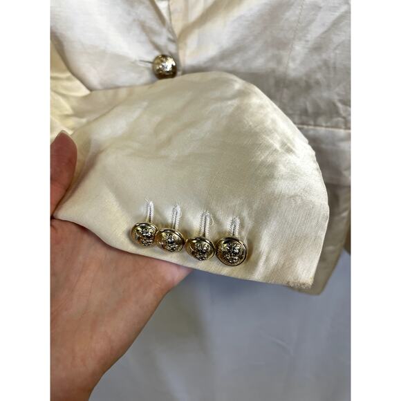 BIRGITTE HERSKIND Single Breasted Satin One Button Blazer Jacket Beige Size S - Picture 6 of 10